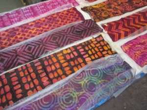 hand-dyed batik silk scarves