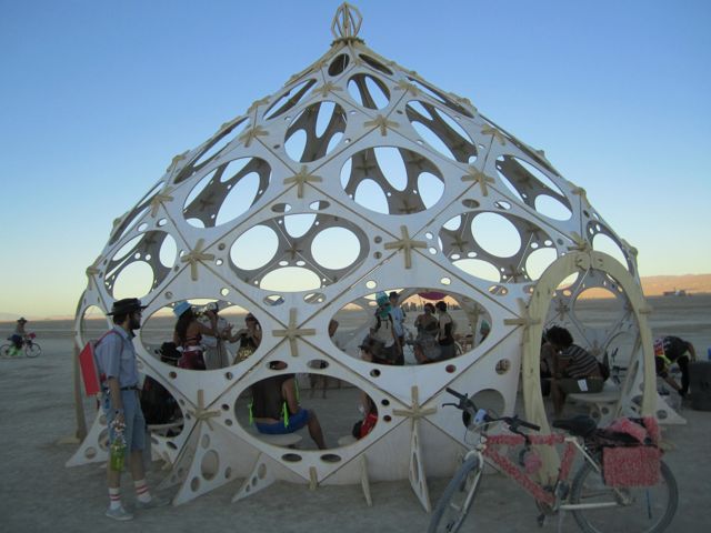 a wooden dome built from modules