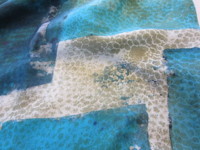green dye printed using placemat as a stencil